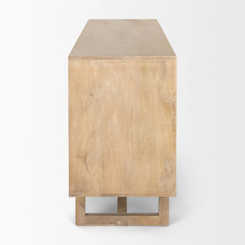 Credenza a 4 ante in legno massello di mango marrone chiaro/marrone medio, montaggio da 1 persona