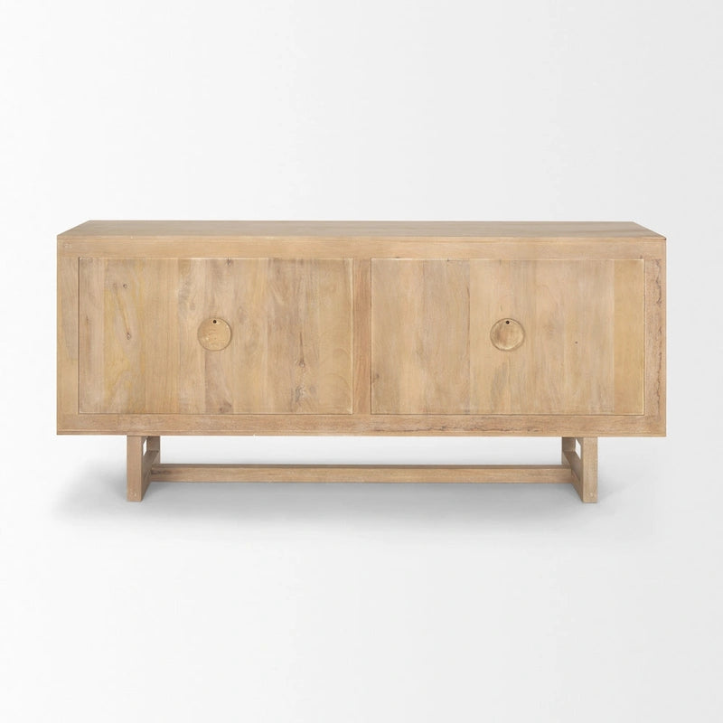 Credenza a 4 ante in legno massello di mango marrone chiaro/marrone medio, montaggio da 1 persona