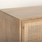 Credenza a 4 ante in legno massello di mango marrone chiaro/marrone medio, montaggio da 1 persona