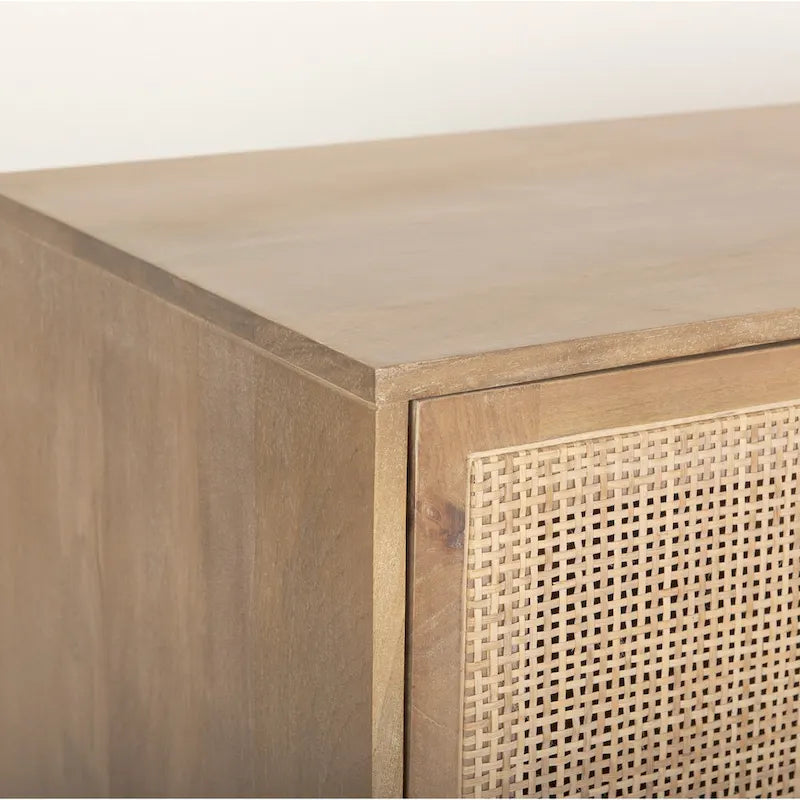 Credenza a 4 ante in legno massello di mango marrone chiaro/marrone medio, montaggio da 1 persona