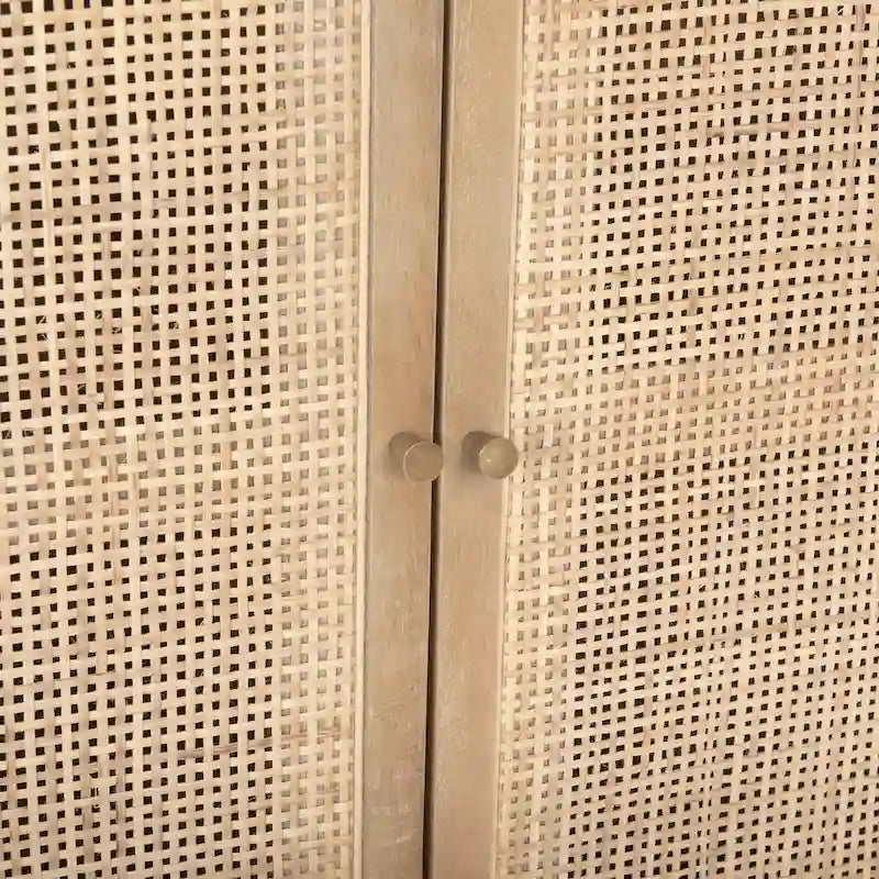 Credenza a 4 ante in legno massello di mango marrone chiaro/marrone medio, montaggio da 1 persona