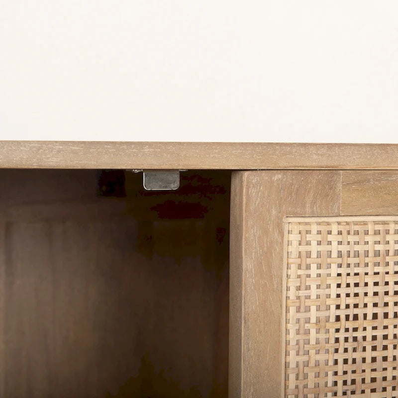 Credenza a 4 ante in legno massello di mango marrone chiaro/marrone medio, montaggio da 1 persona