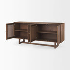 Credenza a 4 ante in legno massello di mango marrone chiaro/marrone medio, montaggio da 1 persona