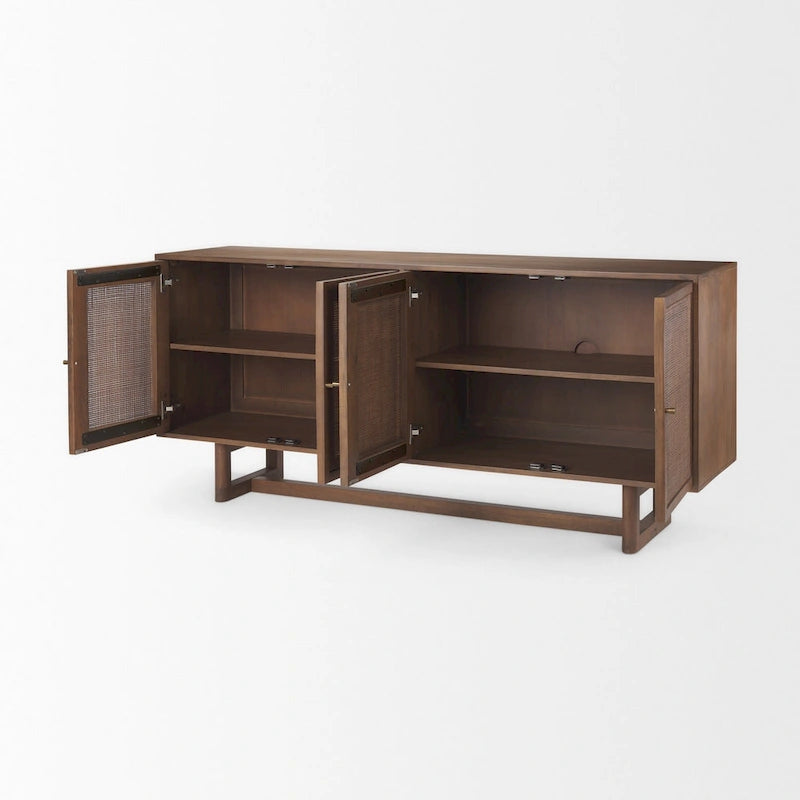 Credenza a 4 ante in legno massello di mango marrone chiaro/marrone medio, montaggio da 1 persona