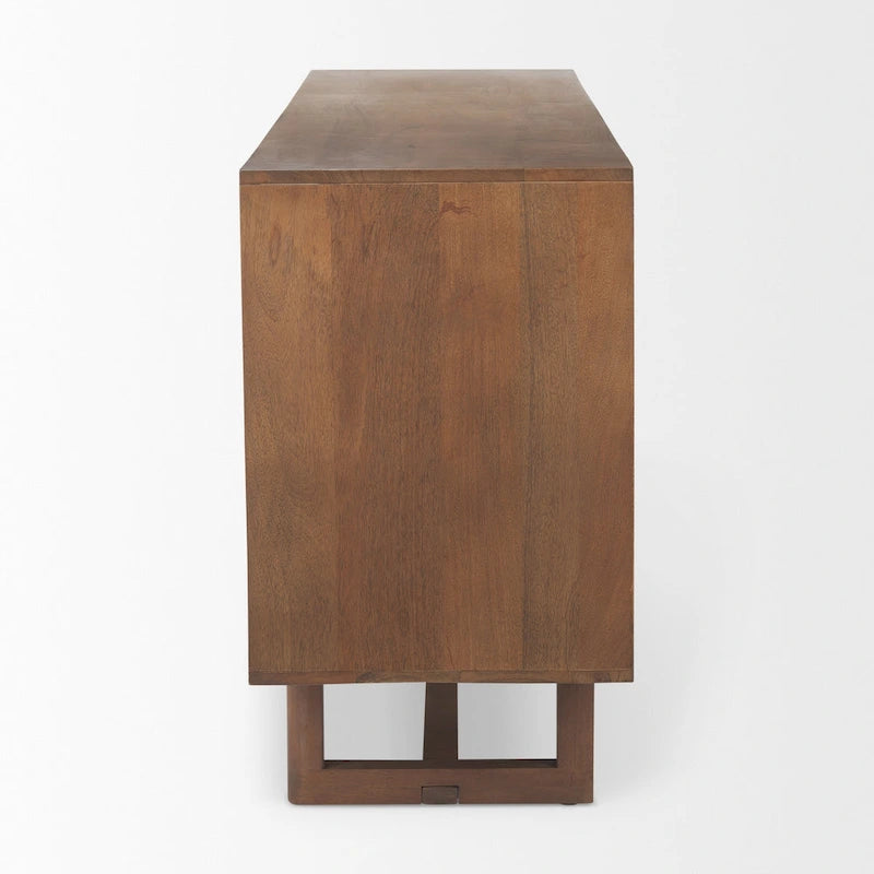 Credenza a 4 ante in legno massello di mango marrone chiaro/marrone medio, montaggio da 1 persona