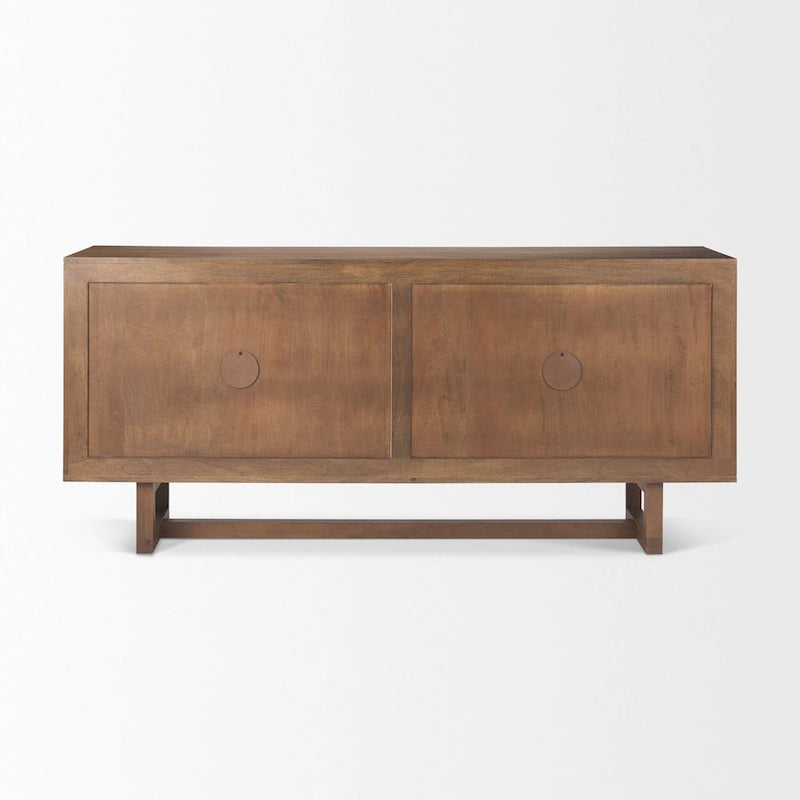 Credenza a 4 ante in legno massello di mango marrone chiaro/marrone medio, montaggio da 1 persona
