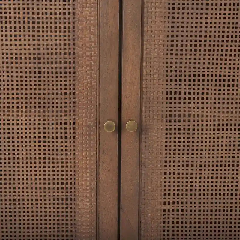 Credenza a 4 ante in legno massello di mango marrone chiaro/marrone medio, montaggio da 1 persona