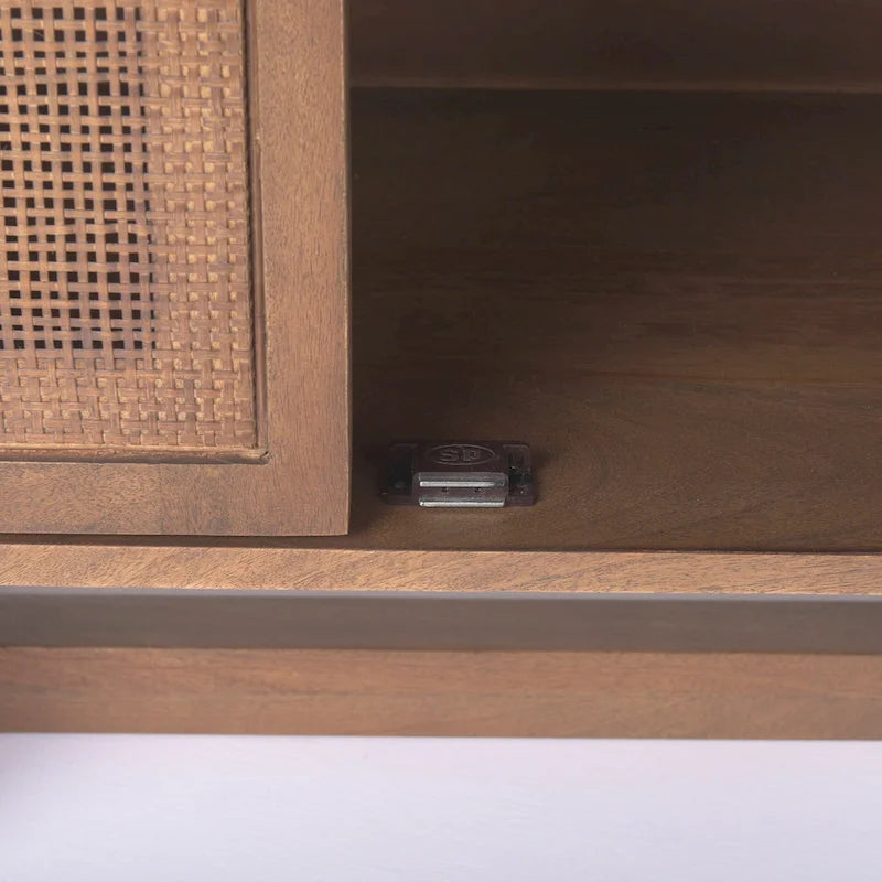 Credenza a 4 ante in legno massello di mango marrone chiaro/marrone medio, montaggio da 1 persona
