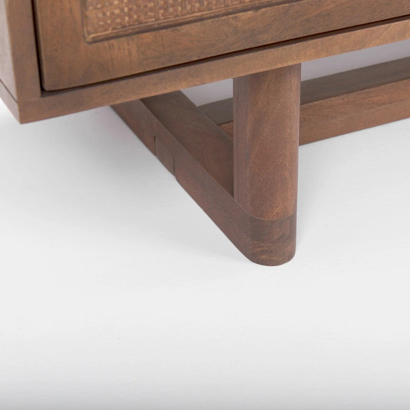 Credenza a 4 ante in legno massello di mango marrone chiaro/marrone medio, montaggio da 1 persona