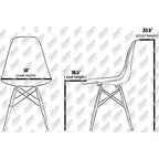 Set di 2 sedie da pranzo moderne di metà secolo senza braccioli con seduta in plastica e gambe in legno naturale tipo Eiffel, rosse
