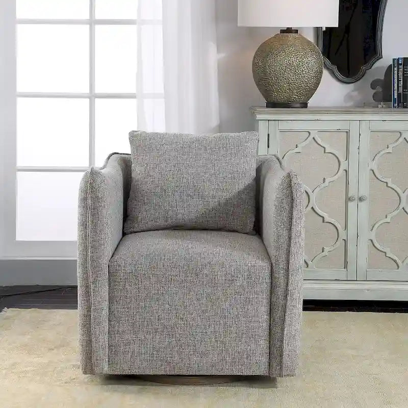 Poltrona girevole accentata Uttermost Corben 29 con braccioli Shelter e struttura in legno