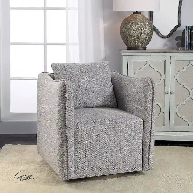 Poltrona girevole accentata Uttermost Corben 29 con braccioli Shelter e struttura in legno