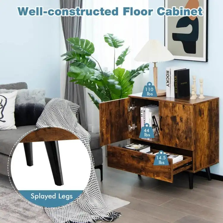 Mobiletto moderno da pavimento con 2 ante e 1 cassetto estraibile - 30 x 16 x 31 (L x P x A)
