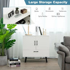 Mobiletto moderno da pavimento con 2 ante e 1 cassetto estraibile - 30 x 16 x 31 (L x P x A)