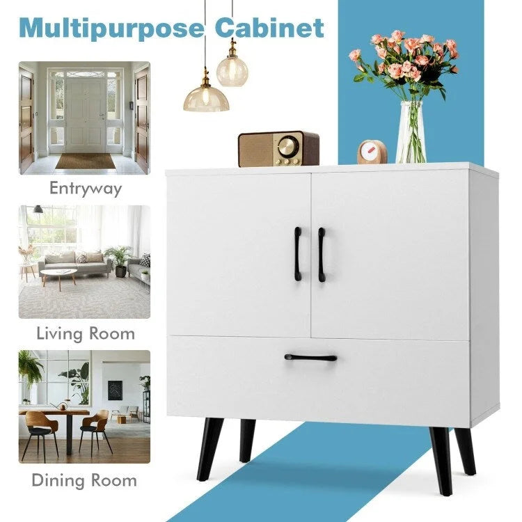 Mobiletto moderno da pavimento con 2 ante e 1 cassetto estraibile - 30 x 16 x 31 (L x P x A)