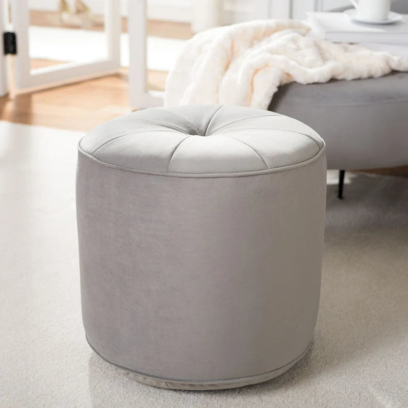 Pouf/Ottoman a cilindro in velluto Mukades di SAFAVIEH