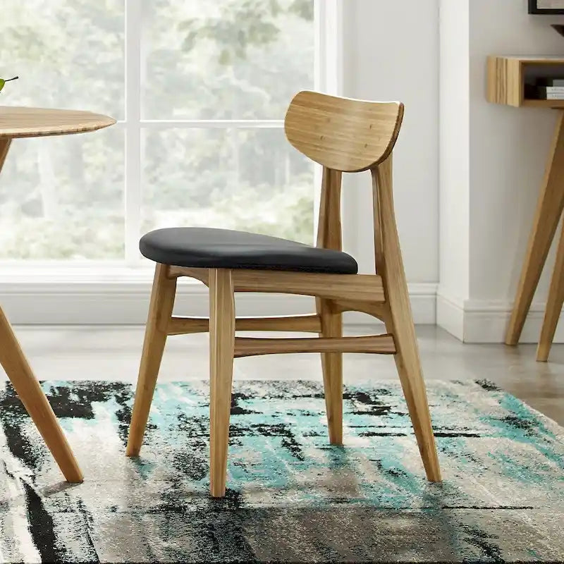 Sedia da pranzo in bambù marrone/ambra/naturale, stile metà secolo, set da 2
