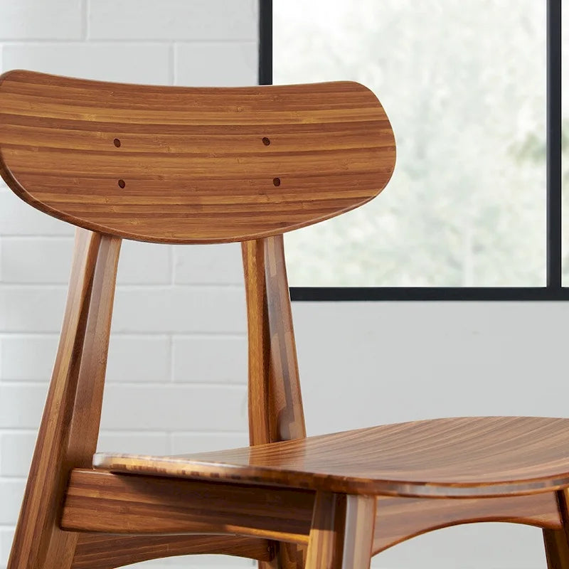 Sedia da pranzo in bambù marrone/ambra/naturale, stile metà secolo, set da 2