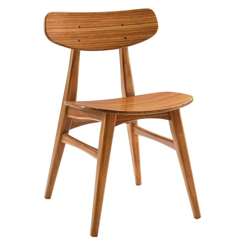 Sedia da pranzo in bambù marrone/ambra/naturale, stile metà secolo, set da 2