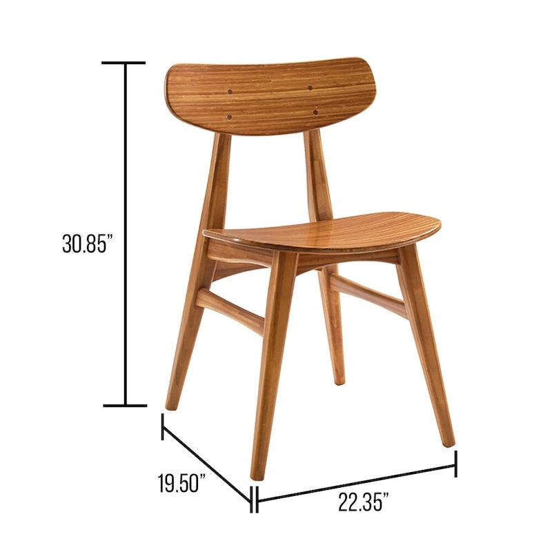 Sedia da pranzo in bambù marrone/ambra/naturale, stile metà secolo, set da 2