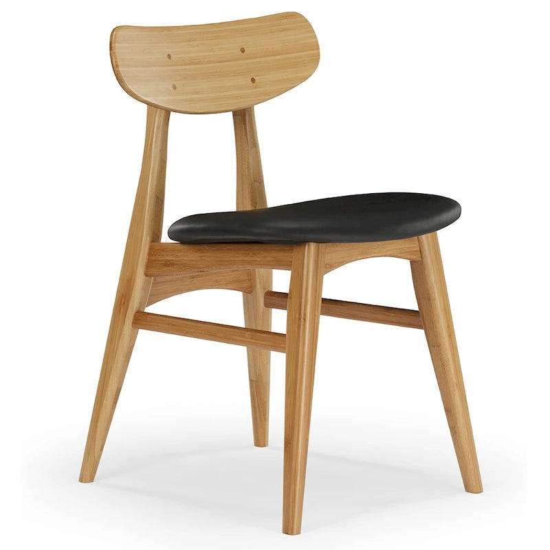 Sedia da pranzo in bambù marrone/ambra/naturale, stile metà secolo, set da 2