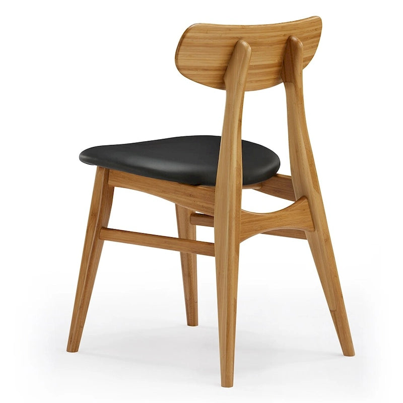 Sedia da pranzo in bambù marrone/ambra/naturale, stile metà secolo, set da 2