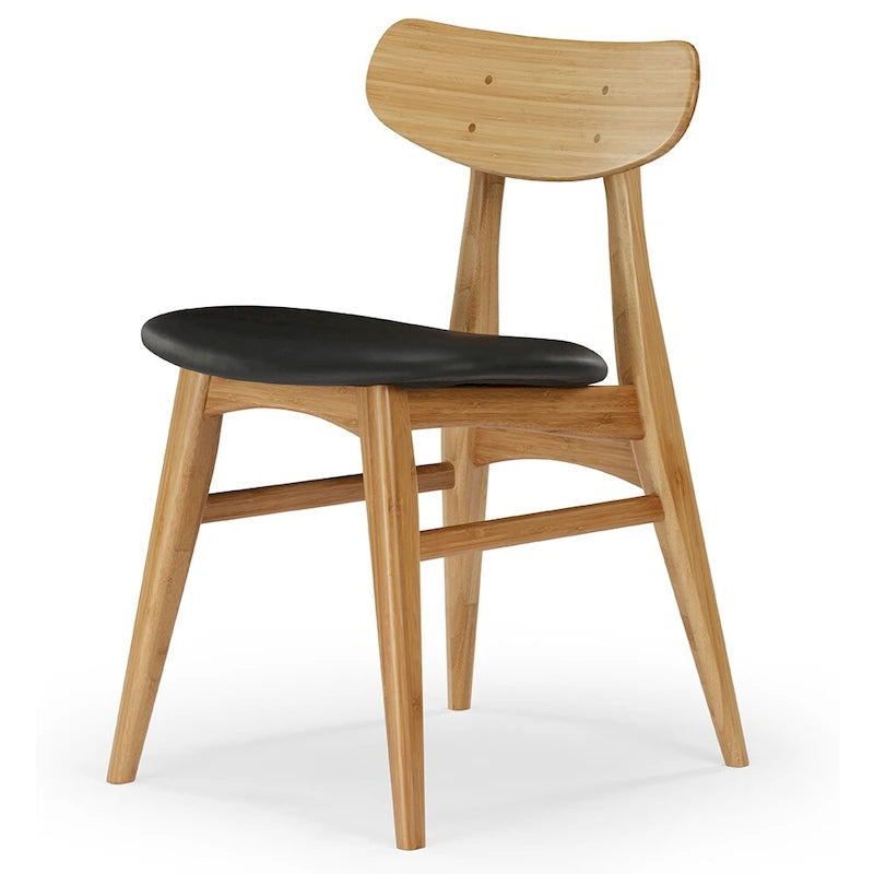 Sedia da pranzo in bambù marrone/ambra/naturale, stile metà secolo, set da 2