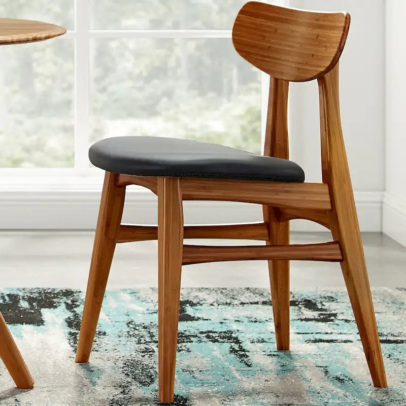 Sedia da pranzo in bambù marrone/ambra/naturale, stile metà secolo, set da 2