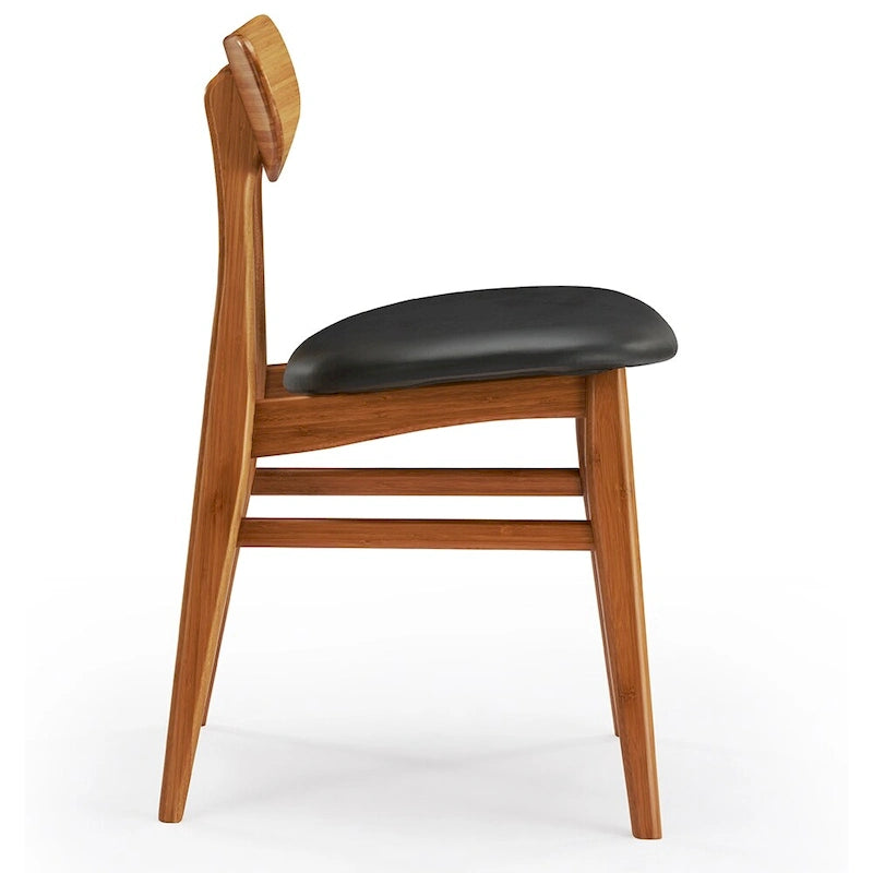 Sedia da pranzo in bambù marrone/ambra/naturale, stile metà secolo, set da 2