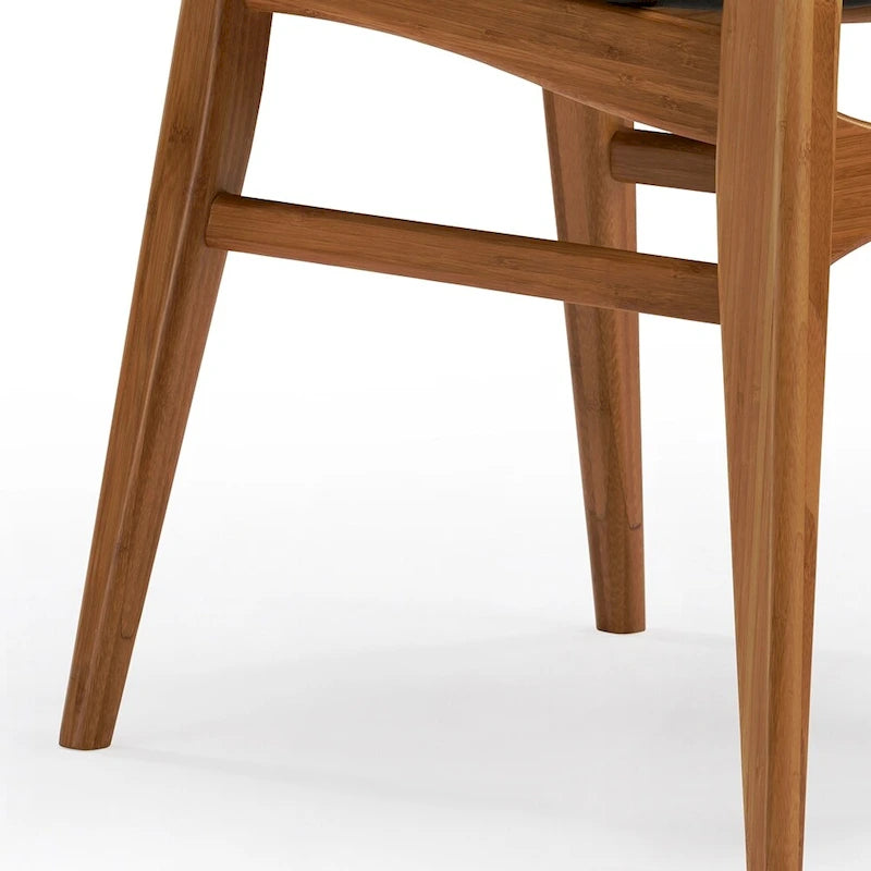 Sedia da pranzo in bambù marrone/ambra/naturale, stile metà secolo, set da 2