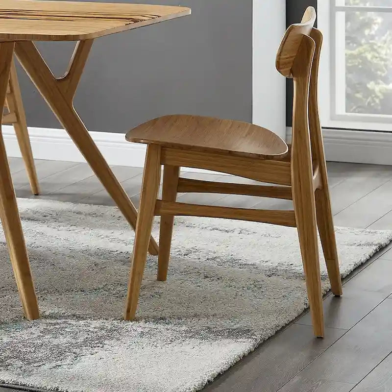 Sedia da pranzo in bambù marrone/ambra/naturale, stile metà secolo, set da 2