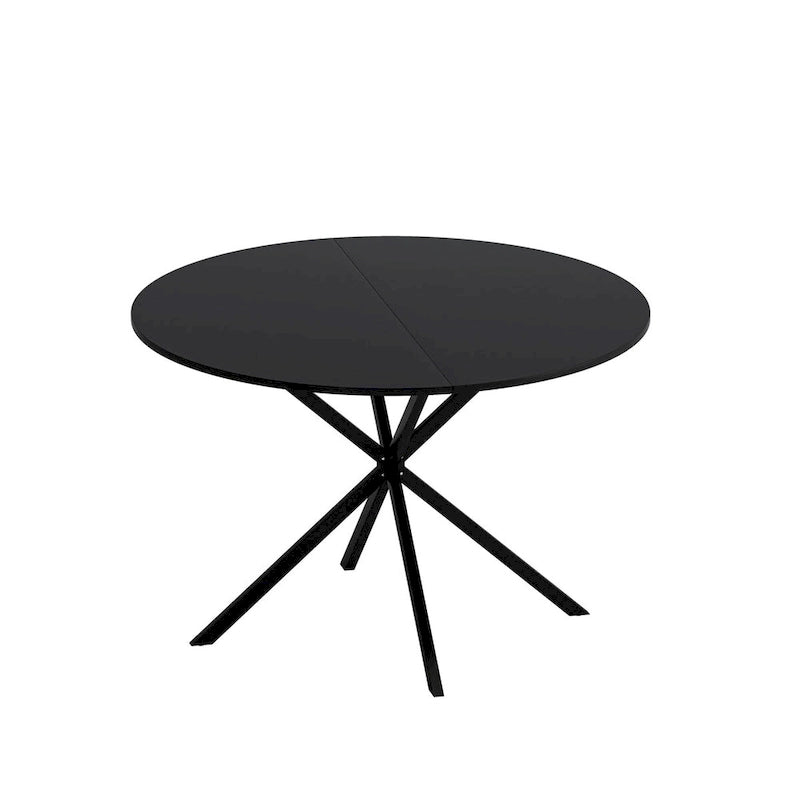 Tavolo da pranzo rotondo bianco/nero, gambe incrociate, 2-4 posti a sedere