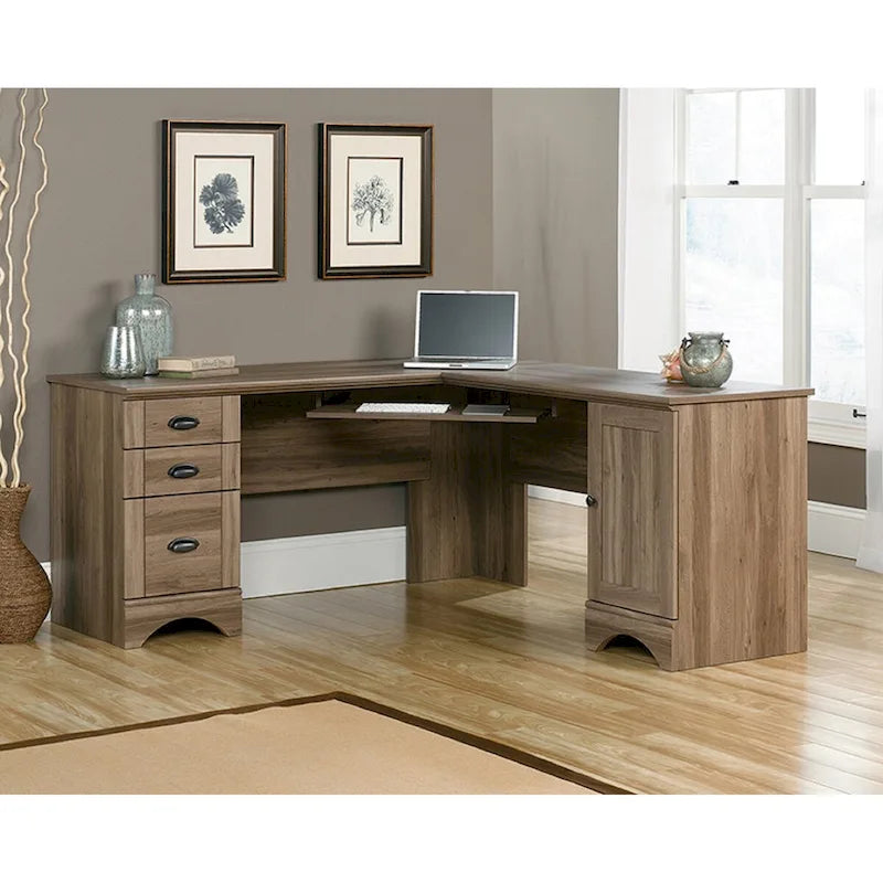 Scrivania direzionale a L della collezione Harbor View di Sauder