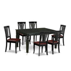 Set da pranzo 7 pezzi East West Furniture – un tavolo da pranzo e 6 sedie da sala da pranzo in similpelle, 42x60 pollici, nero