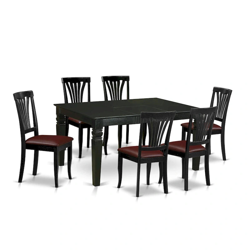 Set da pranzo 7 pezzi East West Furniture – un tavolo da pranzo e 6 sedie da sala da pranzo in similpelle, 42x60 pollici, nero