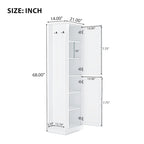 Mobiletto da Bagno Indipendente con Finitura in Legno Bianco, Gancio e Ripiano Regolabile, a 2 Ante