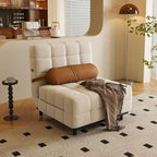 Sedia letto convertibile in velluto a coste beige/cammello, singola