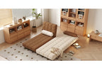 Sedia letto convertibile in velluto a coste beige/cammello, singola