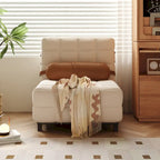 Sedia letto convertibile in velluto a coste beige/cammello, singola