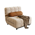 Sedia letto convertibile in velluto a coste beige/cammello, singola