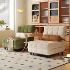 Sedia letto convertibile in velluto a coste beige/cammello, singola