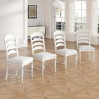 Vintage Traditional 4-Piece Upholstered Dining Chairs, Serrated Dining Backs,Cream