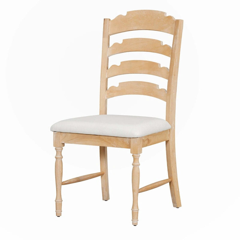 Sedie da pranzo vintage tradizionali imbottite in 4 pezzi, schienali seghettati, color crema