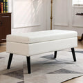 Panca contenitore con spazio, panca fondoletto, panca da ingresso, pouf panca contenitore 43.3 L x 17.7 panca in pelle PU bianca