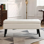 Panca contenitore con spazio, panca fondoletto, panca da ingresso, pouf panca contenitore 43.3 L x 17.7 panca in pelle PU bianca