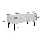 Panca contenitore con spazio, panca fondoletto, panca da ingresso, pouf panca contenitore 43.3 L x 17.7 panca in pelle PU bianca
