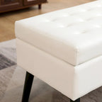 Panca contenitore con spazio, panca fondoletto, panca da ingresso, pouf panca contenitore 43.3 L x 17.7 panca in pelle PU bianca