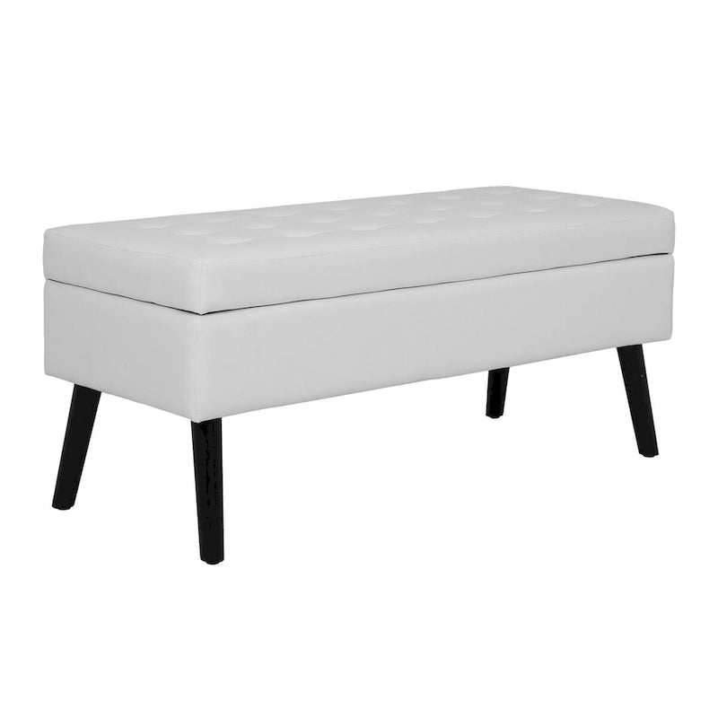 Panca contenitore con spazio, panca fondoletto, panca da ingresso, pouf panca contenitore 43.3 L x 17.7 panca in pelle PU bianca