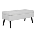 Panca contenitore con spazio, panca fondoletto, panca da ingresso, pouf panca contenitore 43.3 L x 17.7 panca in pelle PU bianca