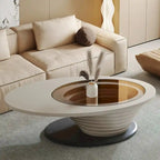 Tavolino da Caffè Ovale in Vetro Temperato Grigio, Struttura in Acciaio, 129,5 cm L × 65 cm P × 36,5 cm H